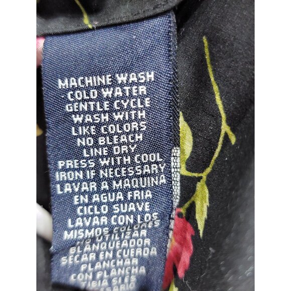 Jones New York Signature Womens XL Black Floral Button-Up Shirt 100% Cotton - Picture 5 of 5